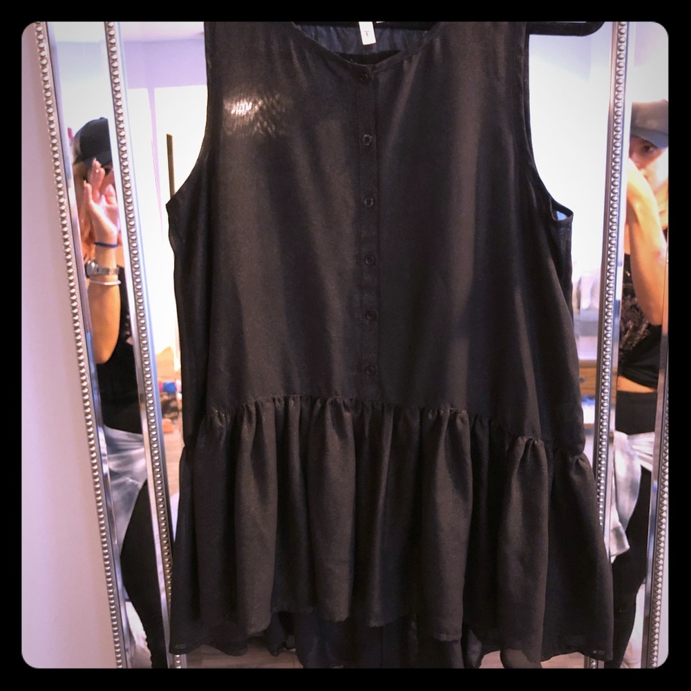 Frenchi Babydoll Black Sleeveless Blouse